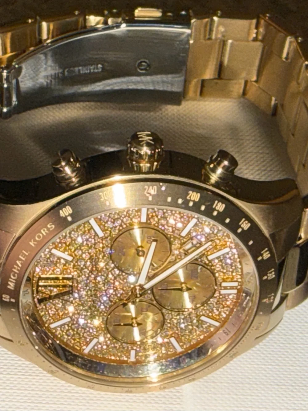 Michael Kors Oversized Berkley Pavé Gold-Tone Watch